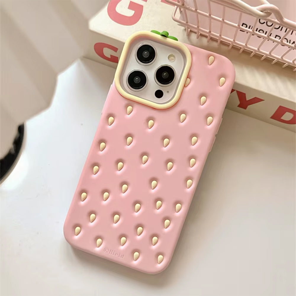 Pink Strawberry 3D iPhone Case