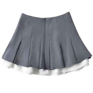 Preppy Ruffle Mini Pleated Skirt