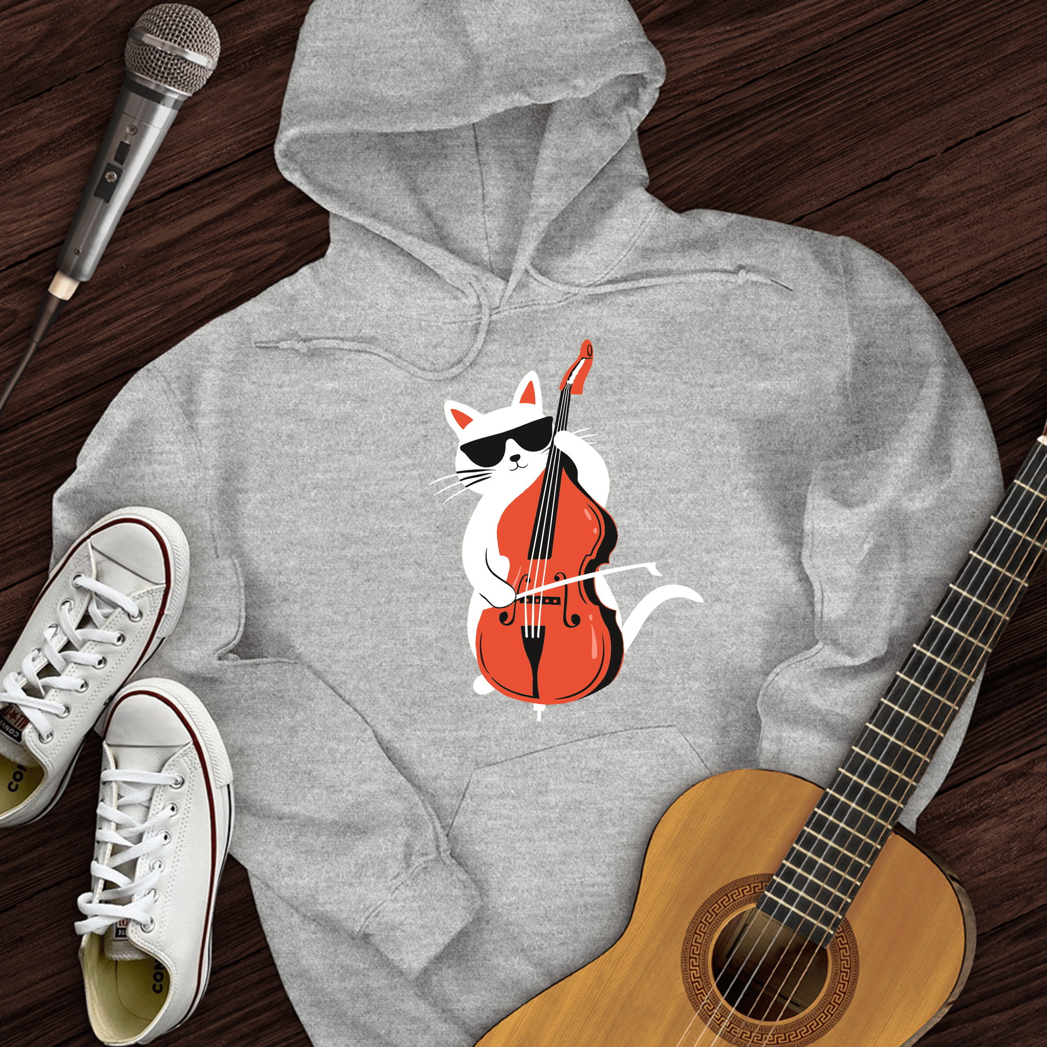 Cat Playing Cello Hoodie