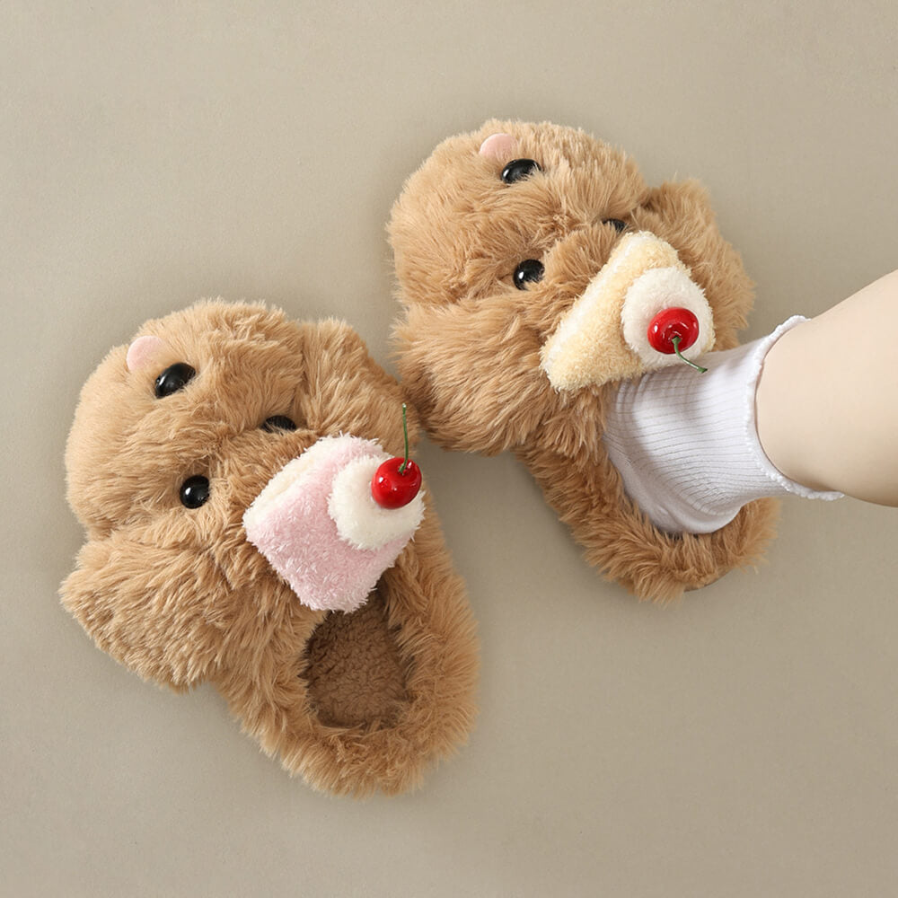Puppy & Cake Fluffy Slippers