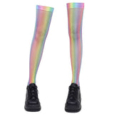Iridescent Fishnet Knee-High Socks