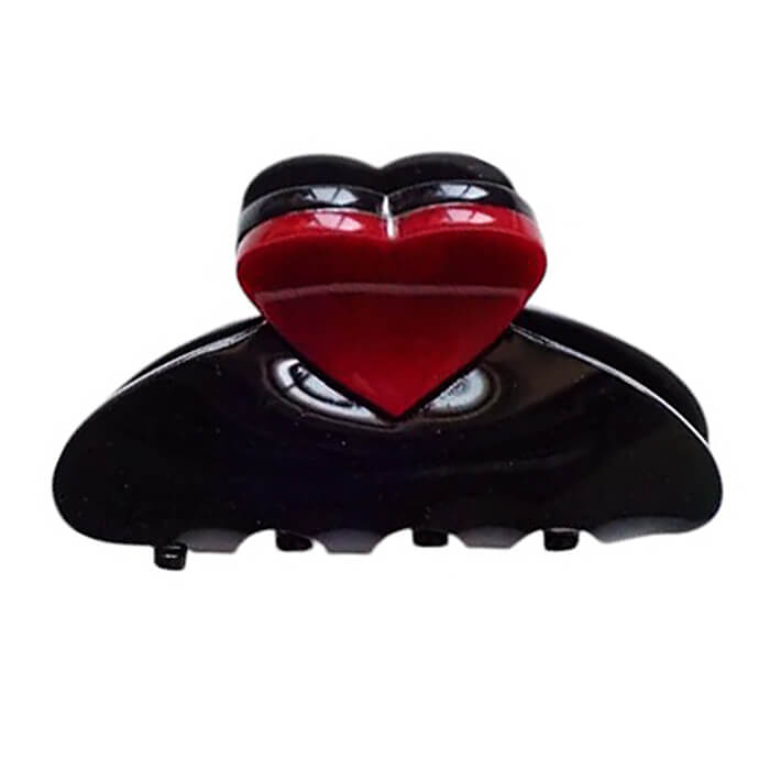 Red Heart Mini Hair Claw