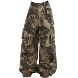 Snake Print Wide Leg Cargo Pants