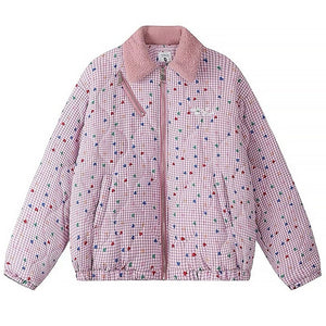 Soft Girl Pink Heart Pattern Jacket