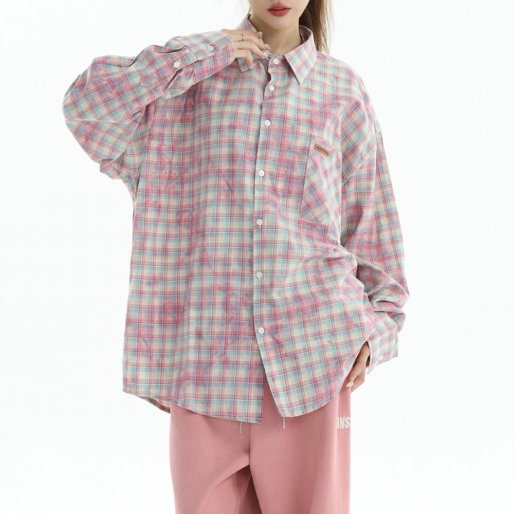 Soft Girl Plaid Button-Up Shirt
