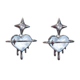 Saturn Star Heart Earrings