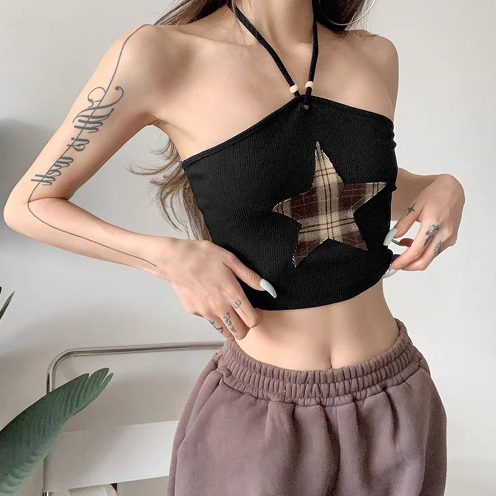 Star Patch Halter Crop Top