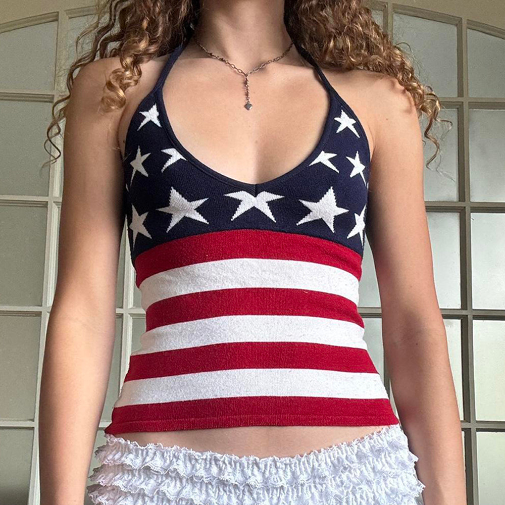 USA Stars & Stripes Halter Top