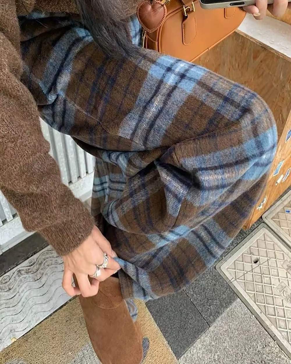 Autumn Study Vintage Plaid Wide Leg Pants