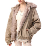 Y2K Faux Fur Bomber Jacket