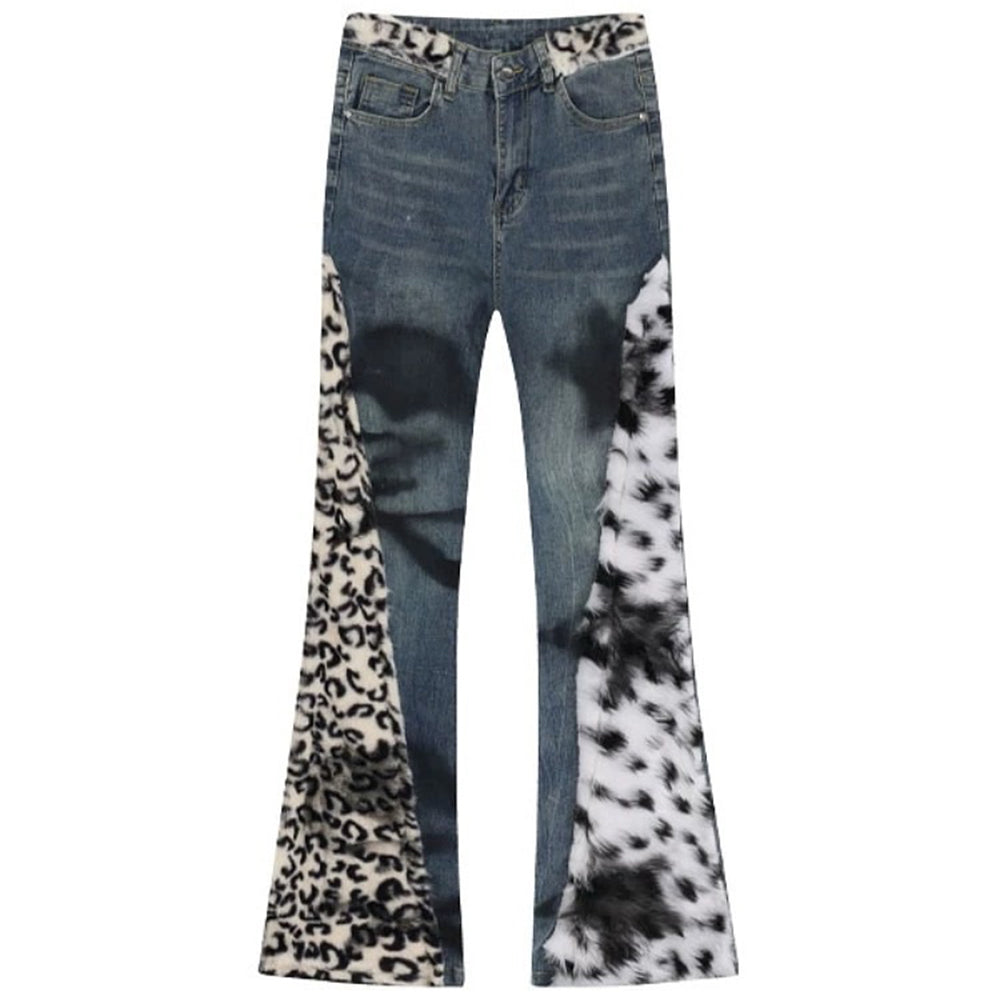 Y2K Aesthetic Patchwork Flared Jeans